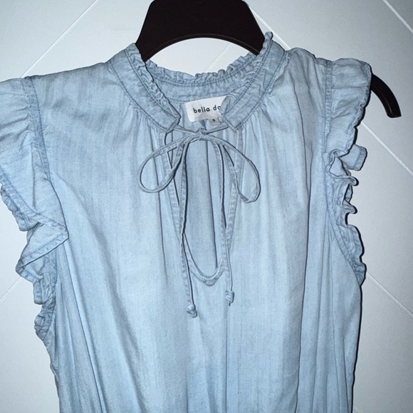 Bella Dahl Ruffle Sleeve Mini Dress Tencel Lycocell small Perennial Blue $165 - Picture 5 of 16